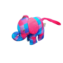 Load image into Gallery viewer, Blue & pick checked fabric small elephant