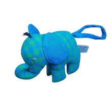 Load image into Gallery viewer, Blue & green checked fabric small elephant toy