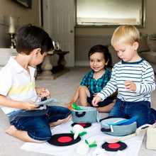 Load image into Gallery viewer, Children playing with toy cooking set

