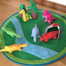 Load image into Gallery viewer, Eco friendly dinosaur toys for toddlers handmade from fabric