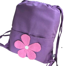 Load image into Gallery viewer, Fabric gym with pink daisy on pocket