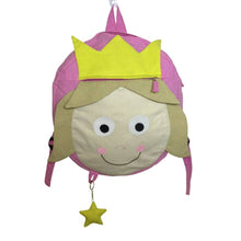 Load image into Gallery viewer, Child's pink fabric rucksack with princess face pattern