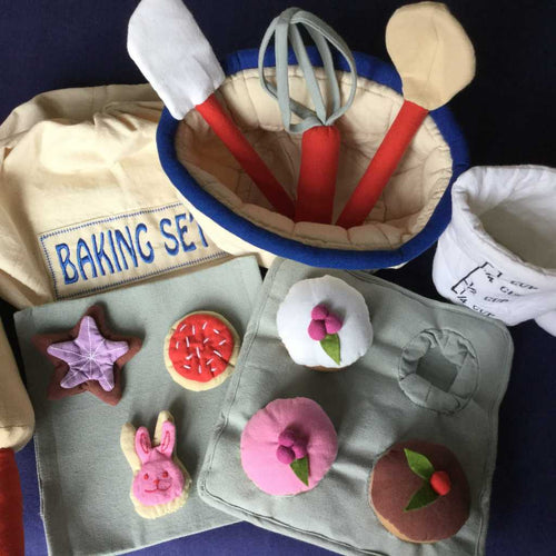 Toy baking set with cupcakes and cookies