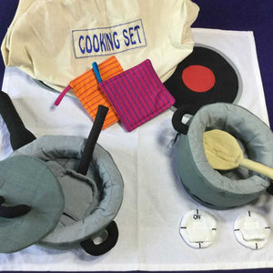 Contents of a toy cooking set