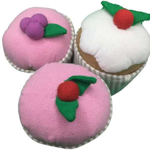 Toy cupcakes made from fabric