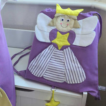 Load image into Gallery viewer, Fabric gym bag purple princess design
