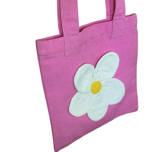Small pink fabric shopping bag for child