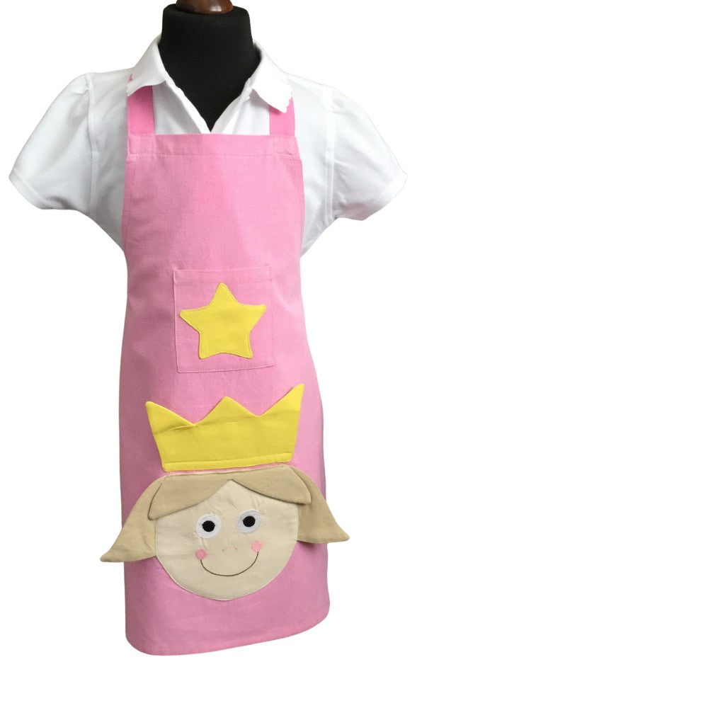 Child's apron with pink princess design