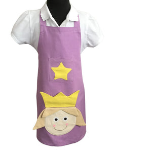 Child's apron with purple princess design